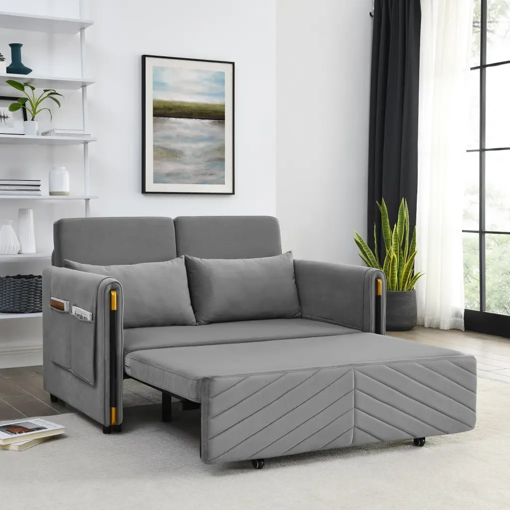 Crtynell MH 54 Modern Convertible Sofa Bed Detachable Arm Pockets and Adjustable Backrest