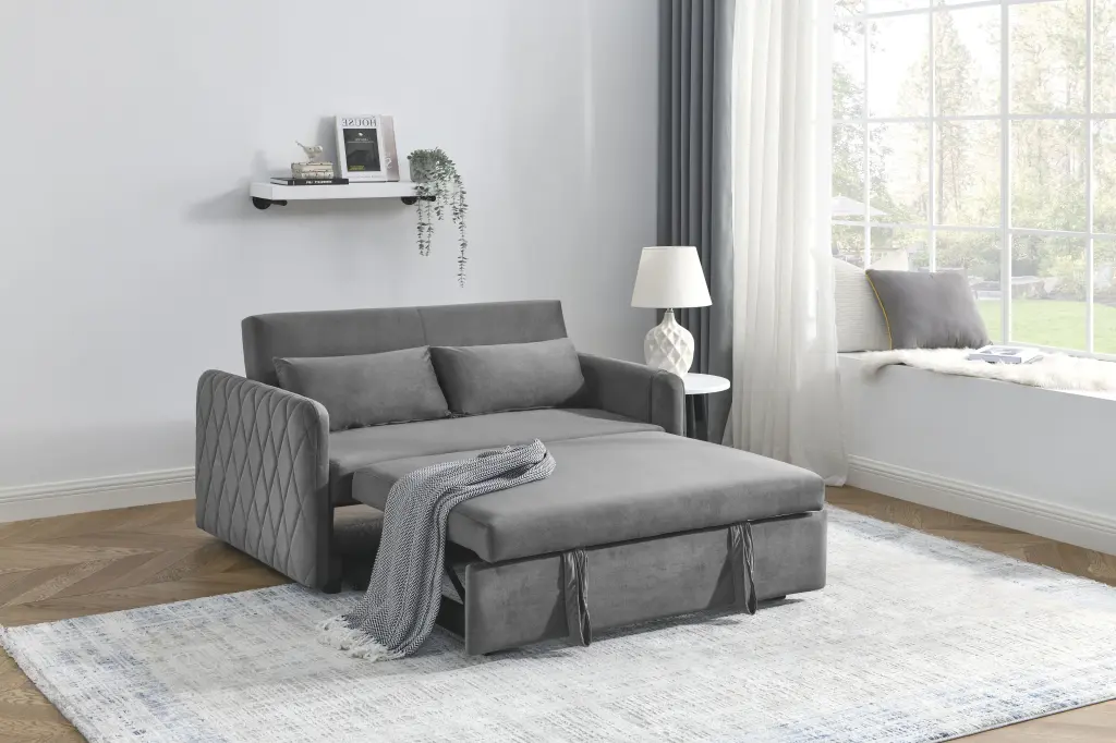 Crtynell 55 Modern Convertible Sofa Bed Detachable Arm Pockets and Adjustable Backrest