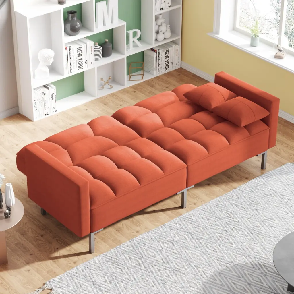 2 1 Linen Futon Sleeper Sofa Convertible Recliner Loveseat Orange Bed Bath & Beyond