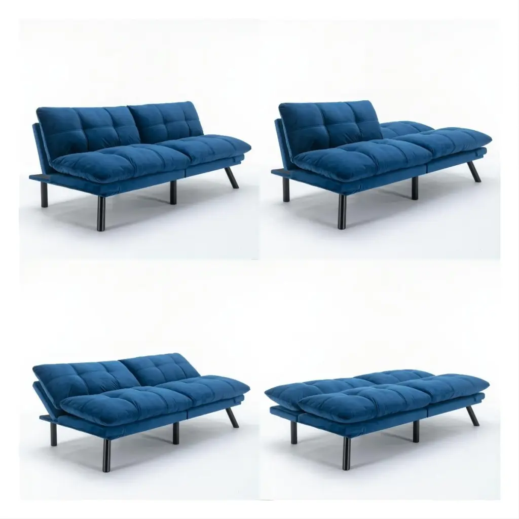 Velvet Sleeper Loveseat Futon Recliner Bed Lounge Sofa Bed Navy Blue Convertible Bed Bath & Beyond