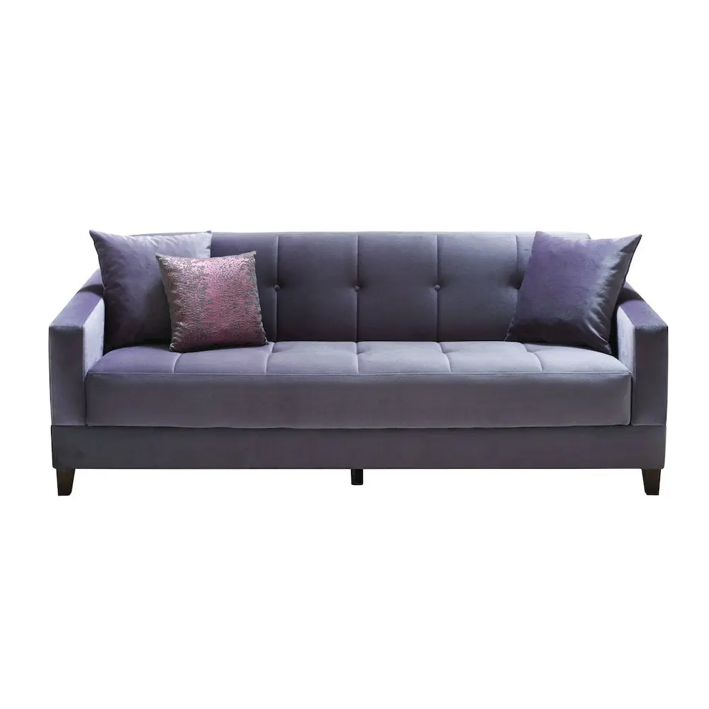 Enza Home Nuvo Plus 3-Seater Fabric and Wood Sofa Bed Gray Convertible Sleeper Couch