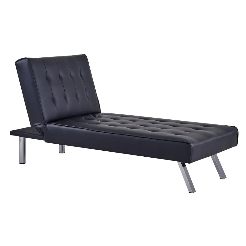 Homegear Furniture Recliner Chaise Lounge Single Sleeper Futon Black - Multi-Functional Living Room Sofa