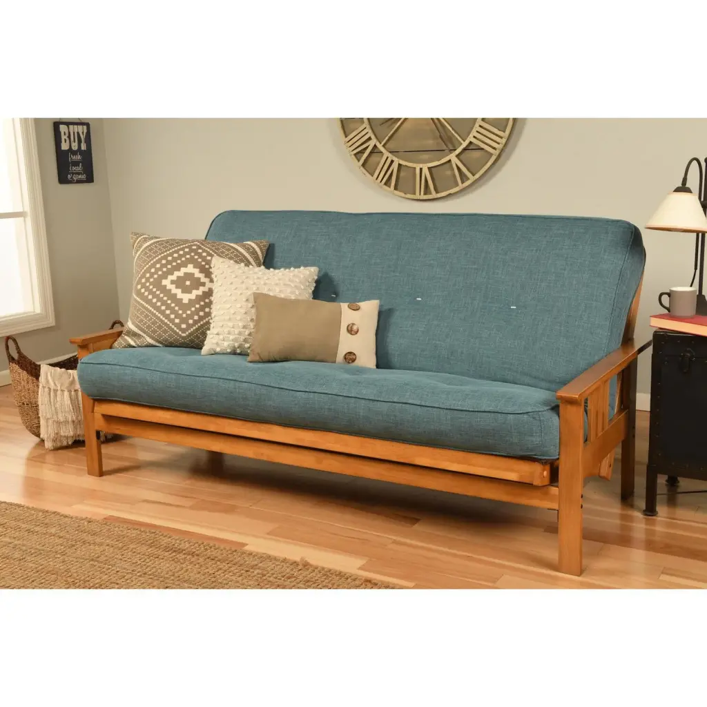 Kodiak Furniture Monterey Futon Linen Fabric Mattress Butternut Blue