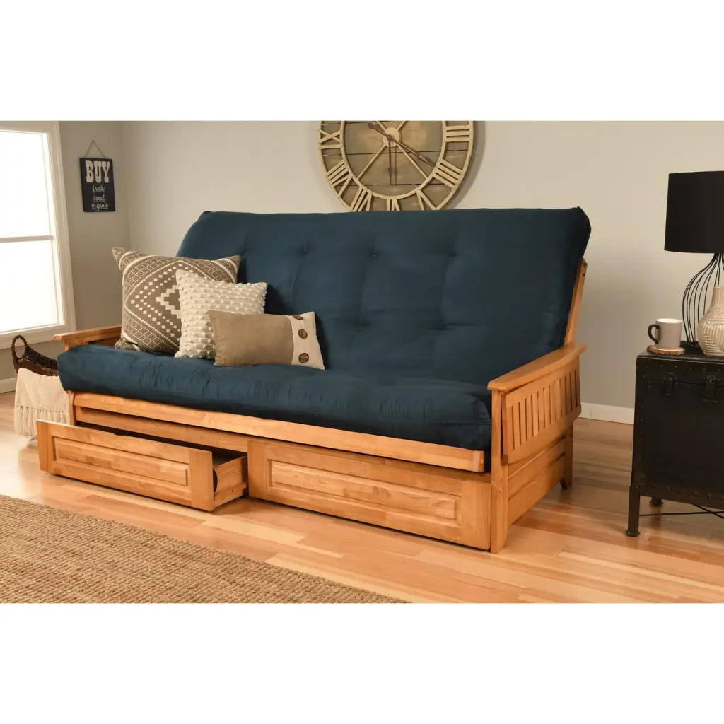Kodiak Furniture Phoenix Futon Suede Fabric Mattress Blue Butternut