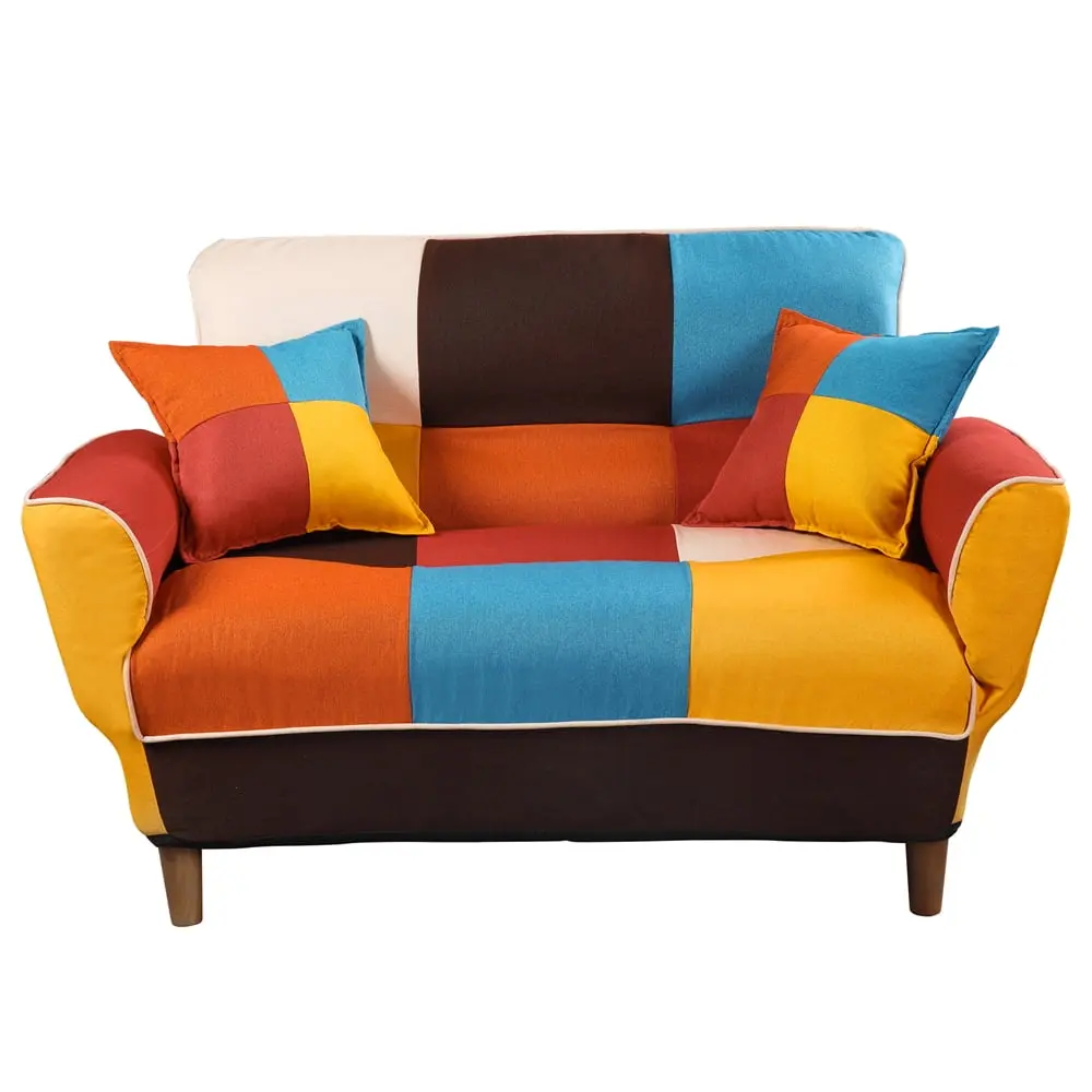 Convertible Futon Loveseat Sofa Bed Adjustable Armrest and Wood Legs Small Spaces Triple Tree