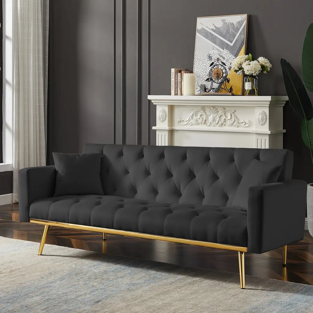 BLACK Convertible Folding Futon Sofa Bed Sleeper Couch Compact Living Space unknown