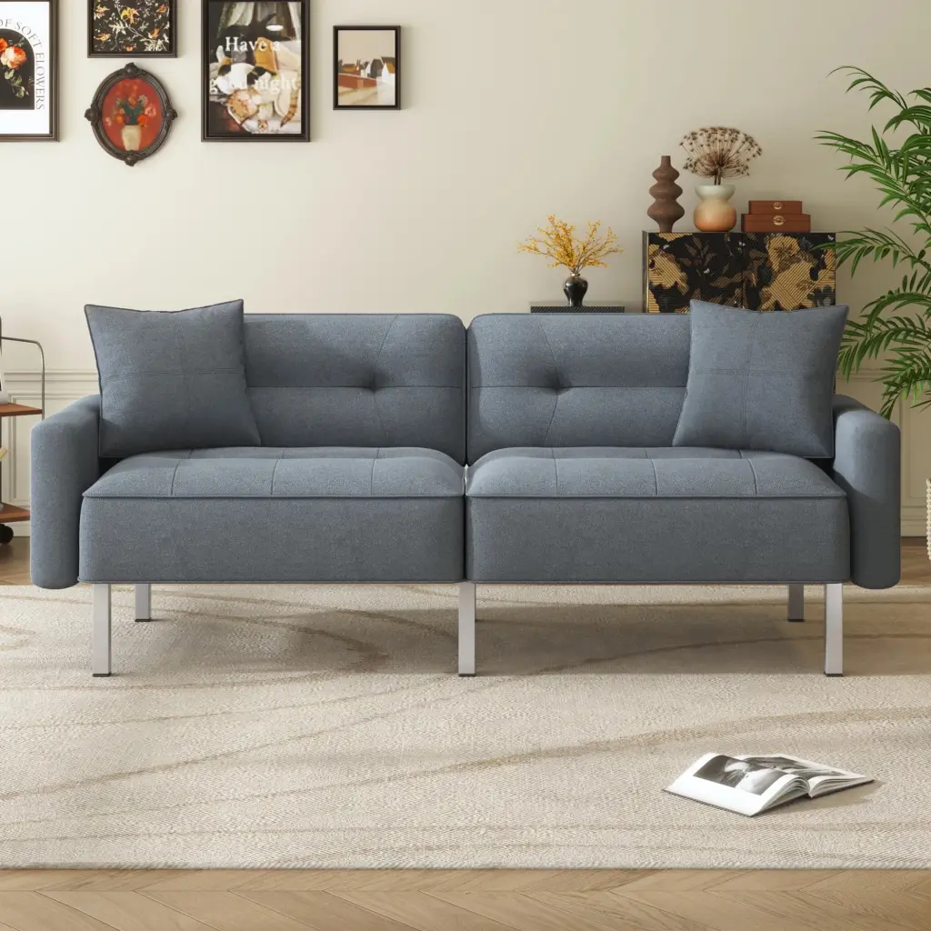 Linen Upholstered Modern Convertible Folding Futon Sofa Bed Compact Spaces unknown