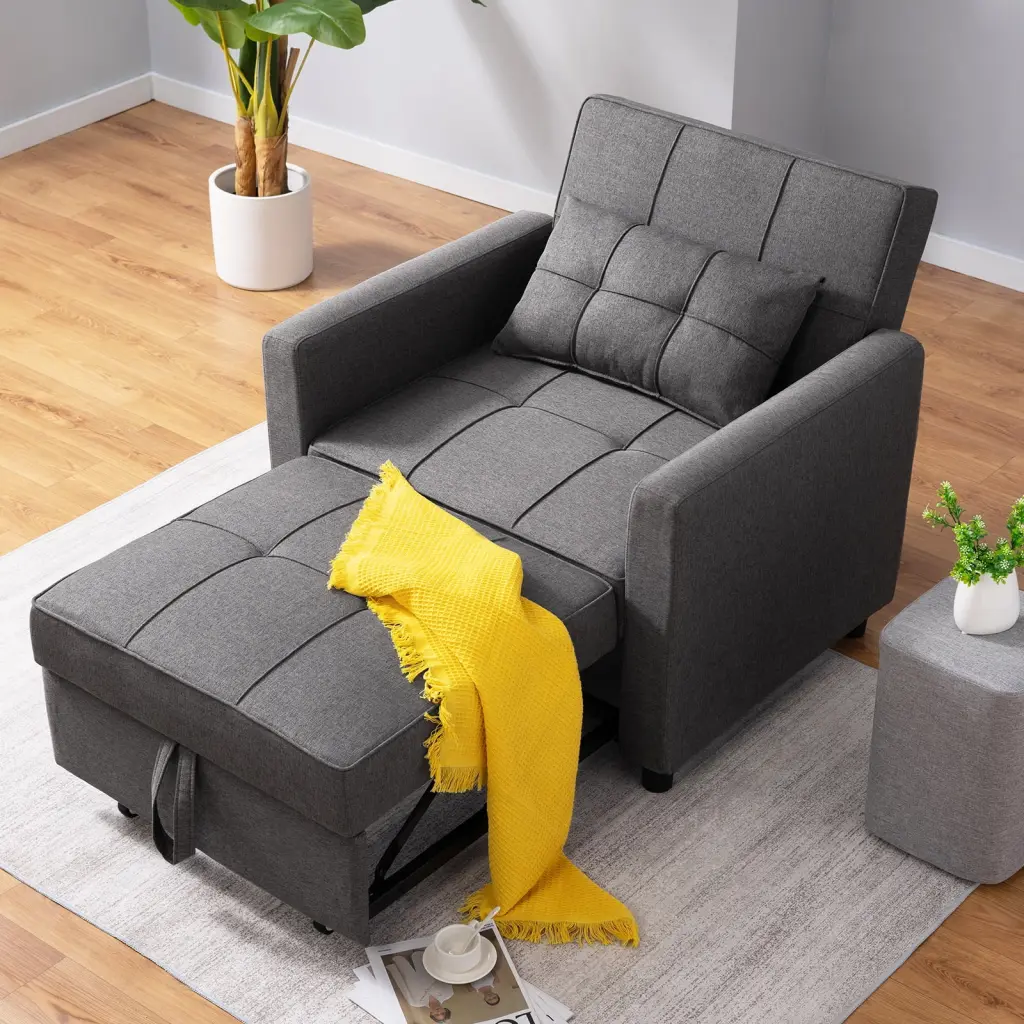 ZAFLY Single Sofa Bed 3 Adjustable Inclinations Convertible Futon Couch Small Spaces