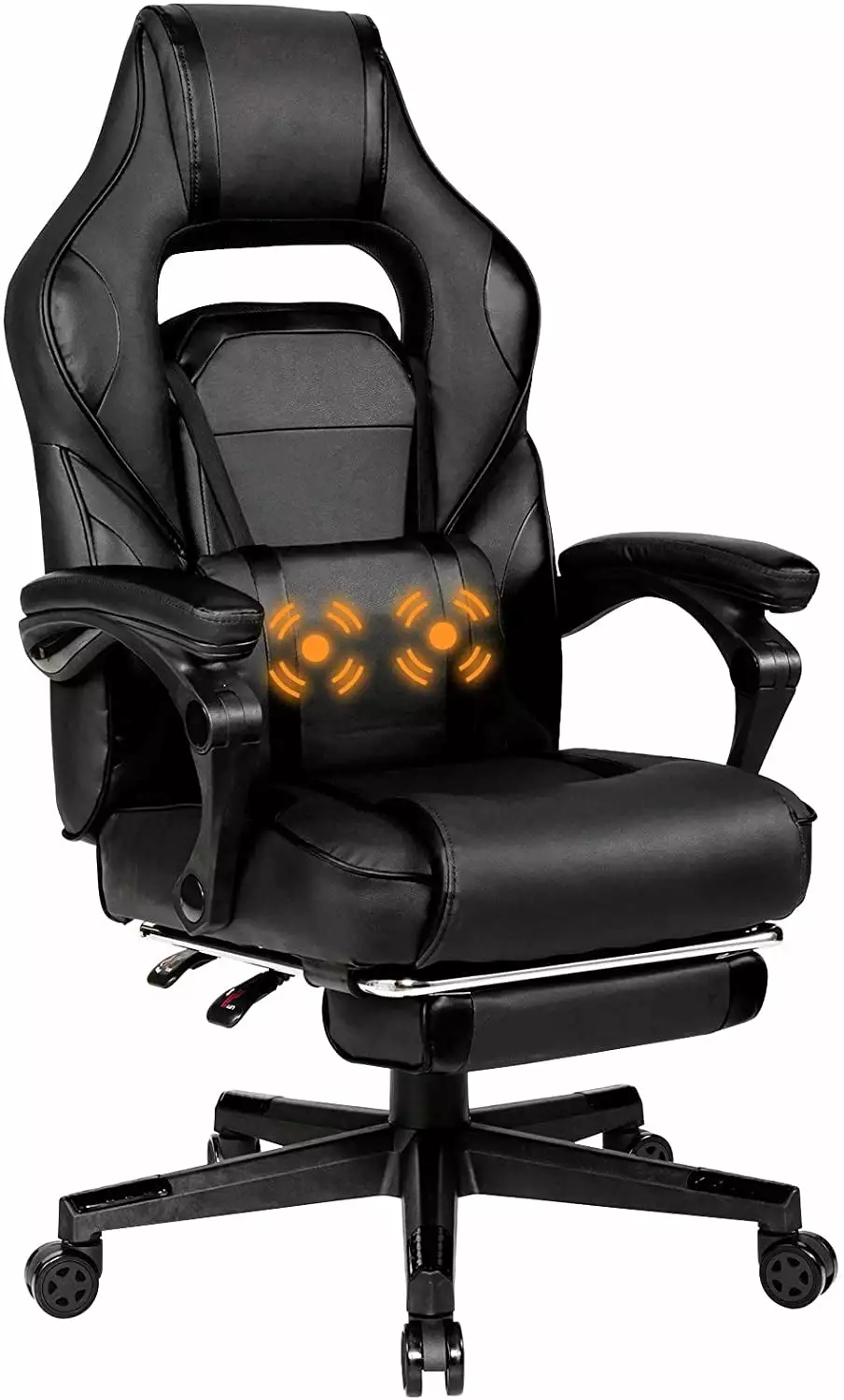 TOMEYE Ergonomic Gaming Chair, Executive Computer Office Chair USB Massage Lumbar Cushion and Retractable Footrest