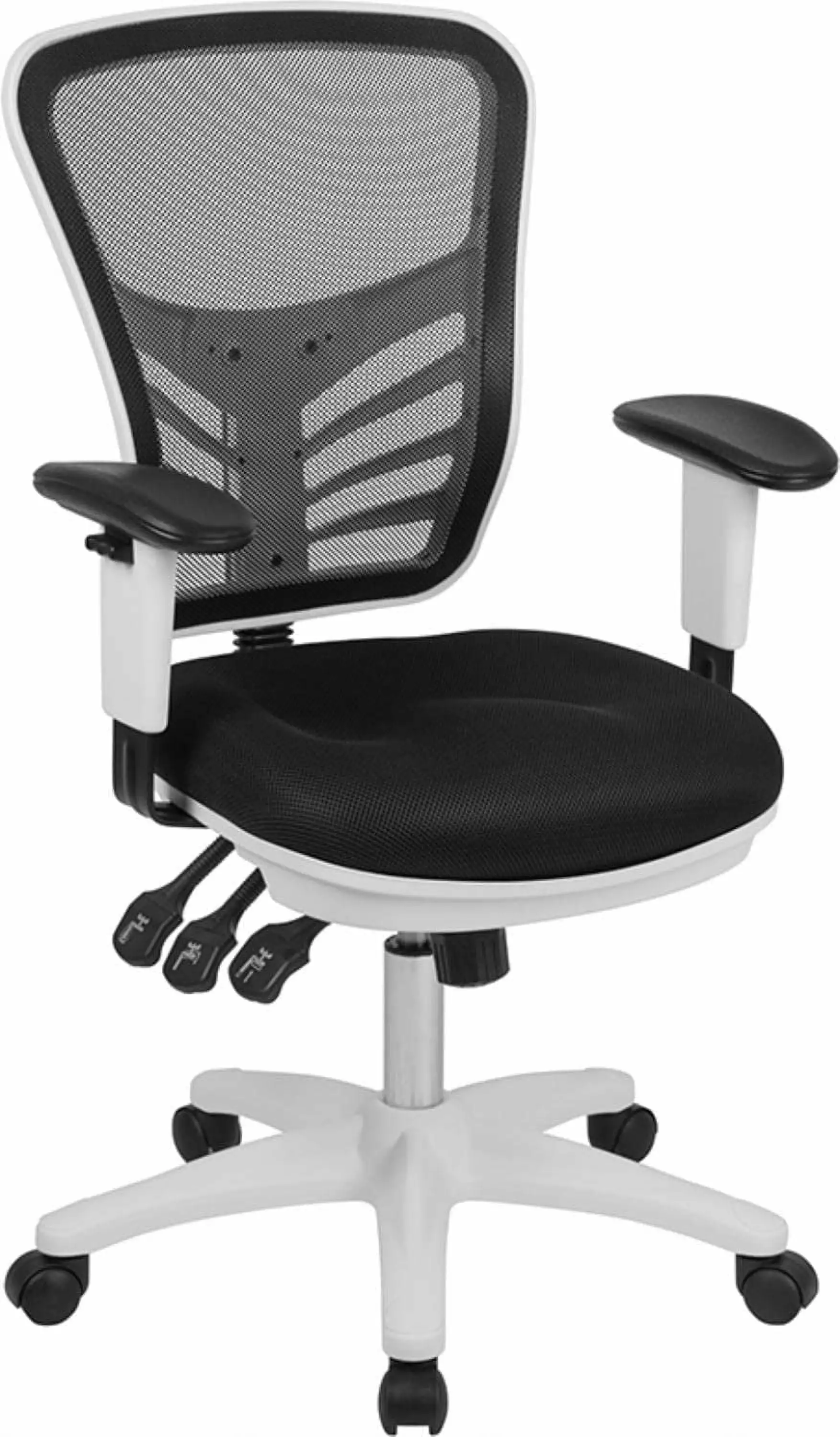 Nicholas Mid Back Swivel Ergonomic Mesh Office Gaming Chair Adjustable Lumbar Support Height Black White TRAHOO