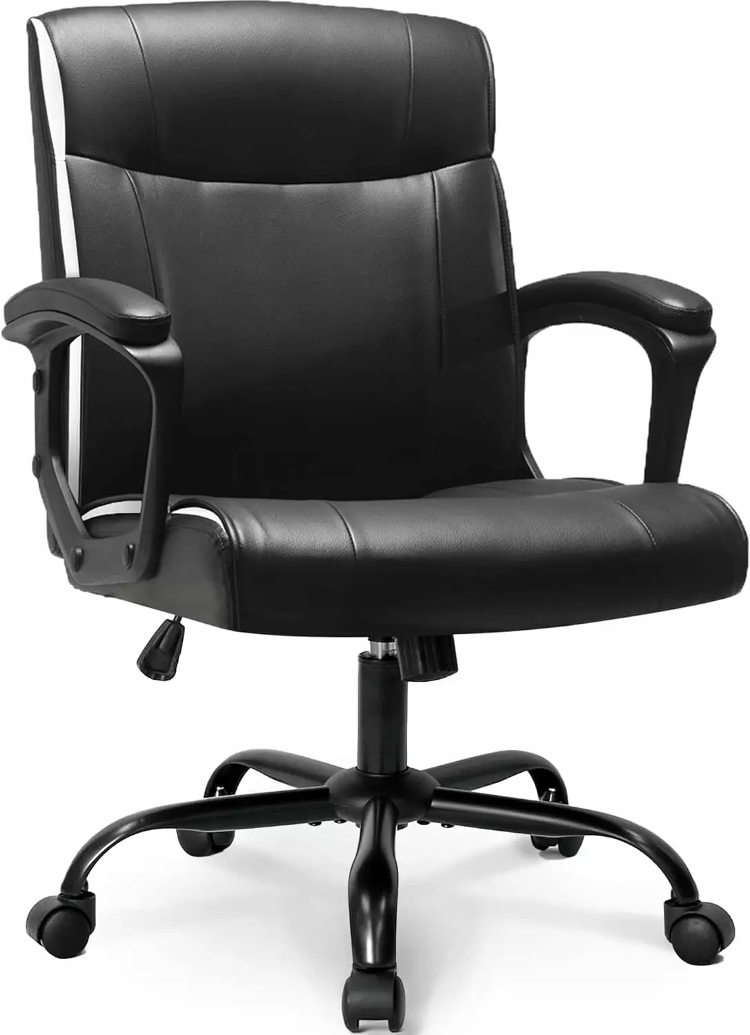 Ergonomic PU Leather Office Chair Mid Back Executive Computer Desk Gaming Chair Lumbar Support WRP