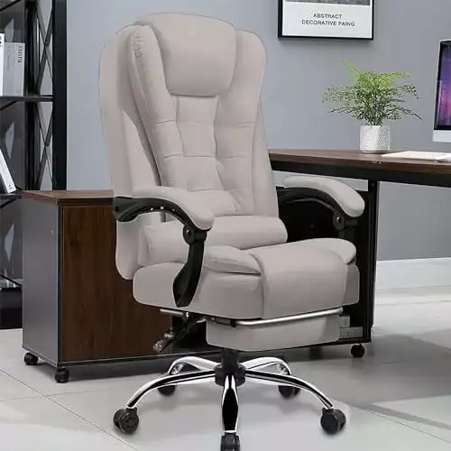 Big and Tall Office Gaming Chair Footrest and High Back Support XINGAN