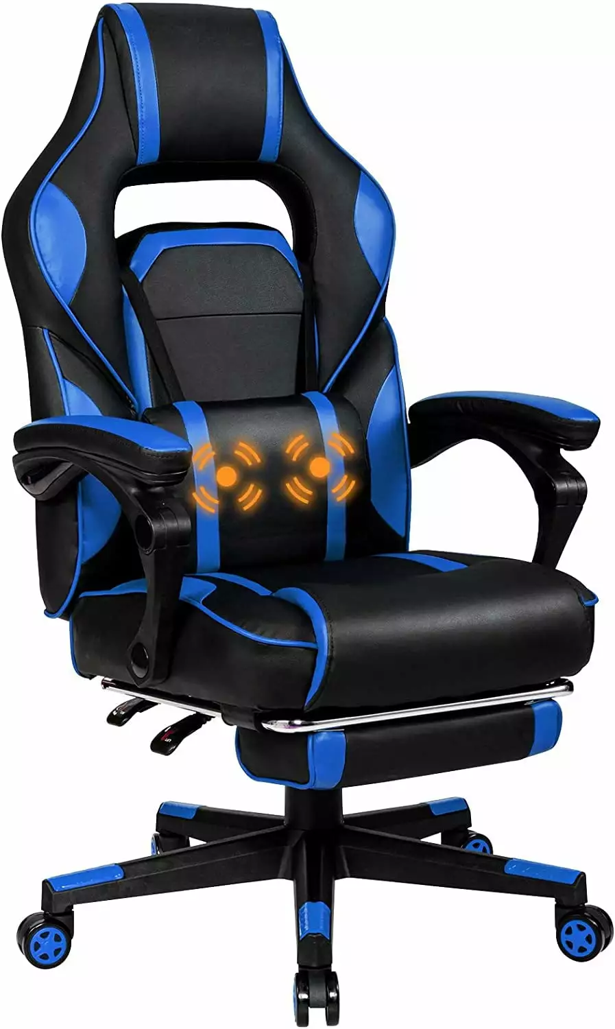 YUQIN Ergonomic Gaming Chair Executive Computer Office Chair USB Massage Lumbar Cushion Retractable Footrest High Back Swi...