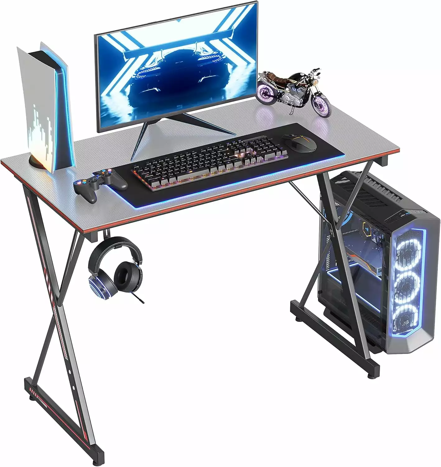 Aa Gaming Desk 40 Inch PC Computer Desk Home Office Desk Table Gamer Workstation Simple Game Table Gray A&A Manufacturing