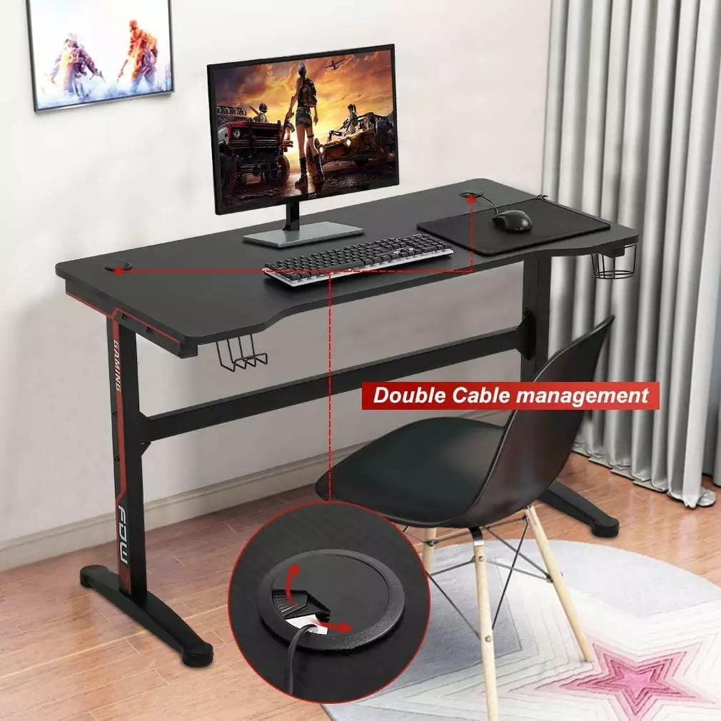 BestOffice Gaming Desk Computer Desk Cup Holder Headphone Hook