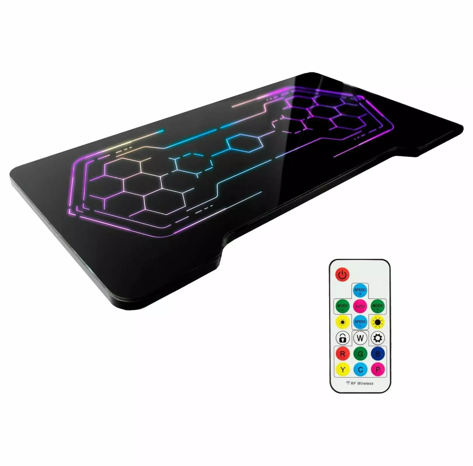24 Inch Tempered Glass Gaming Desktop RGB LED Lights Adjustable Desks - Black BULYAXIA