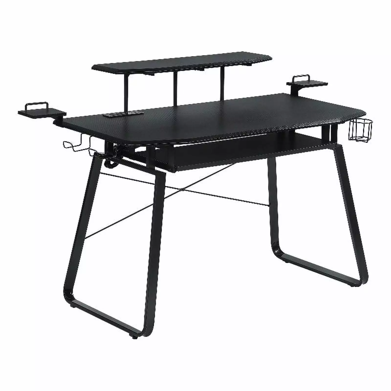 Alfie Gaming Desk USB Ports Gunmetal Computer Desk Home Office Coaster Company