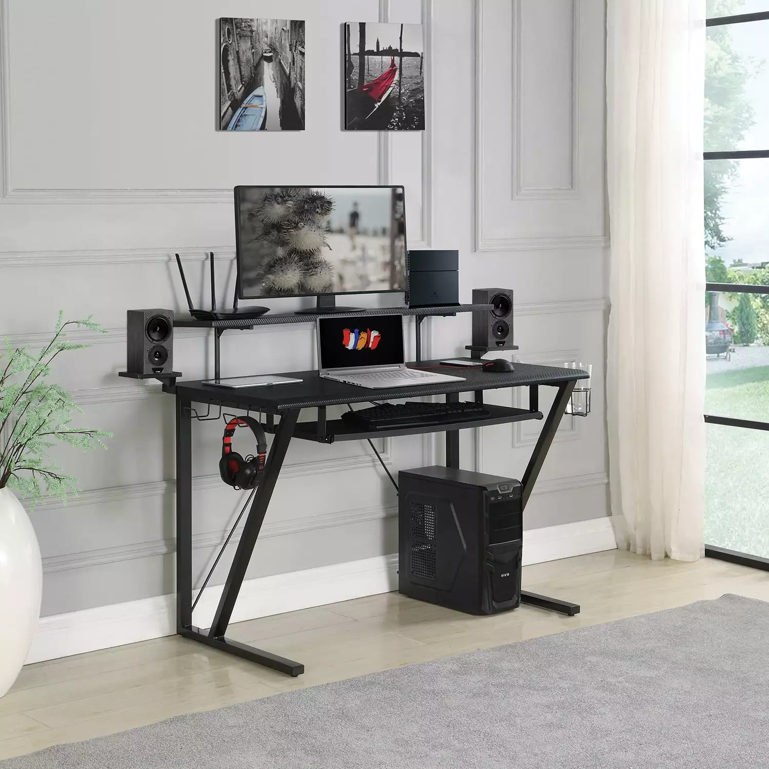 Tech Spec Gaming Desk Cup Holder Gunmetal Computer Desk Gamers Coaster Company