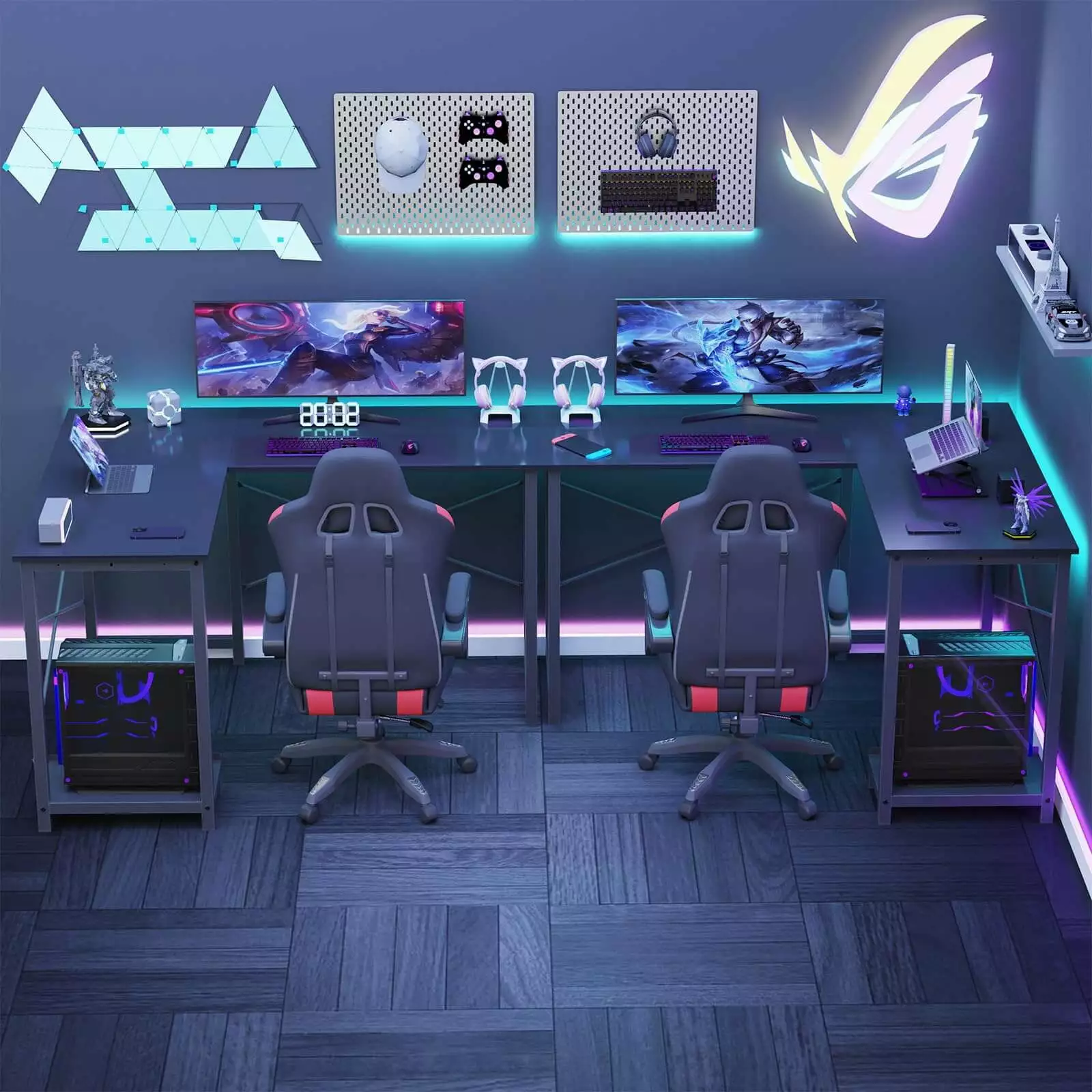 CoSoTower L Shaped Gaming Desk Black PC and Console Gamers