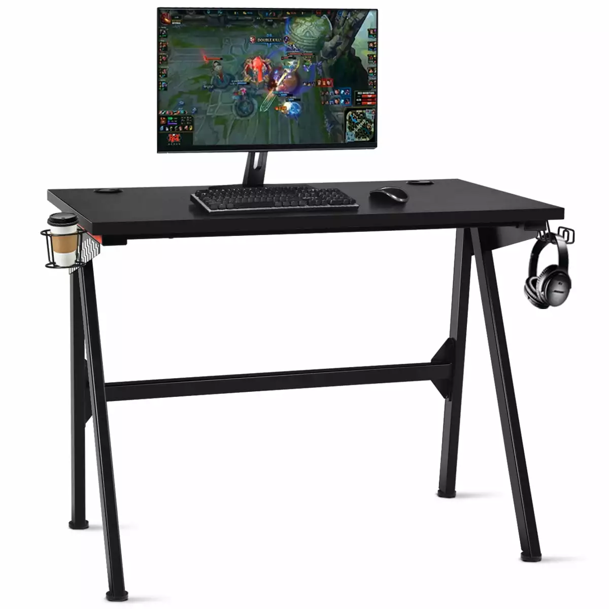 Costway Gaming Desk Cup Holder and Headphone Hook Home Office PC Table