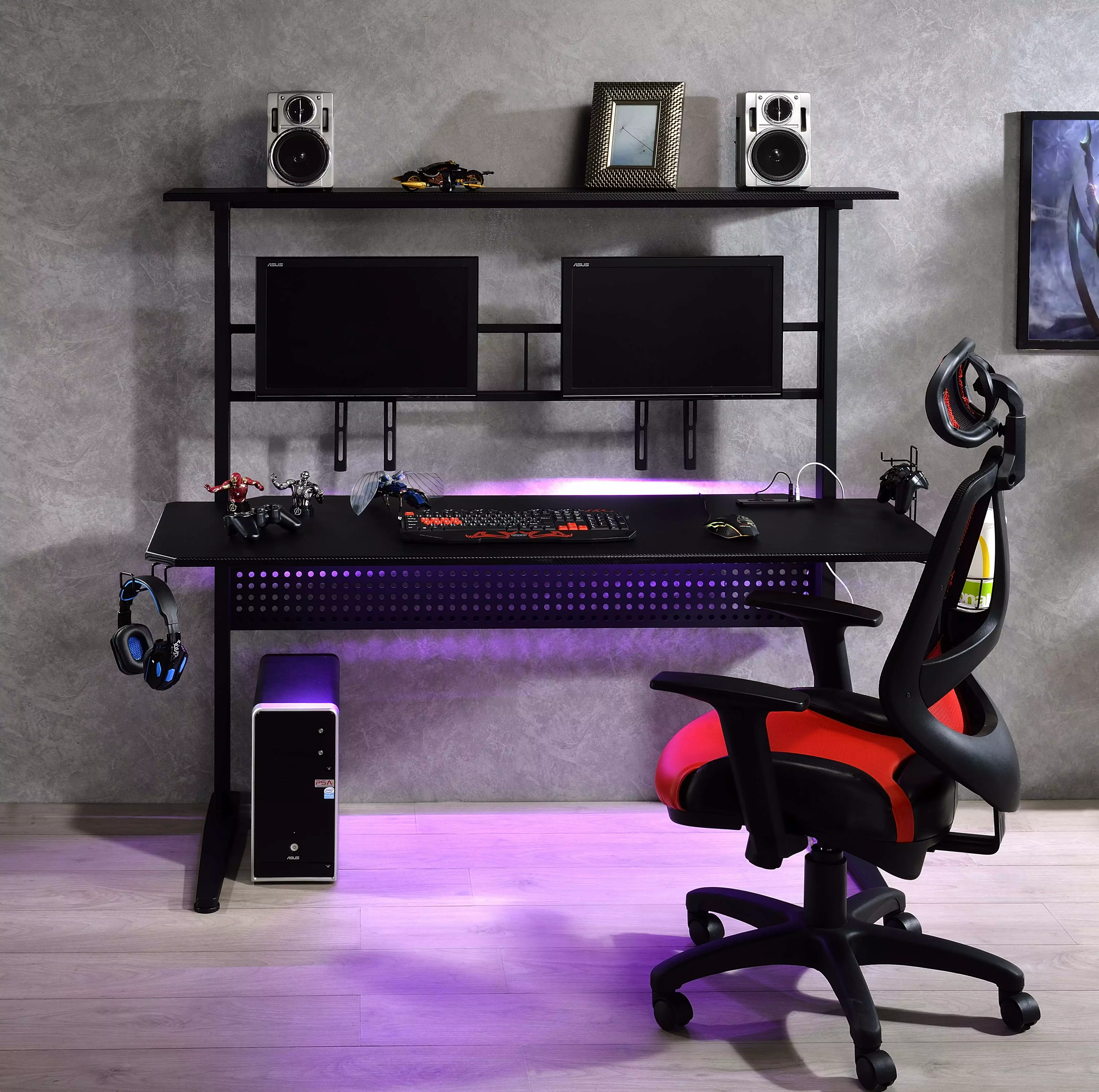 DeeHome Canzi Gaming Table USB Port Black Finish 93130