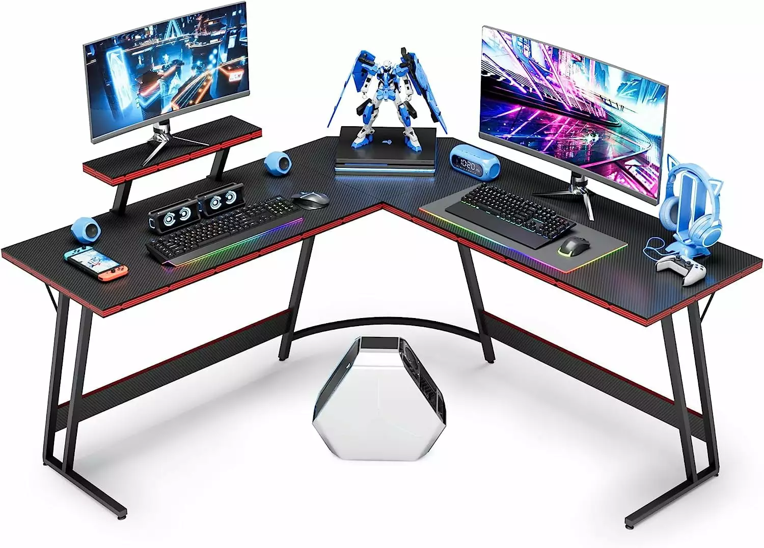 Elegant L Shaped Gaming Desk 51 Inch PC Corner Table Computer Corner Desk Monitor Stand Home Office