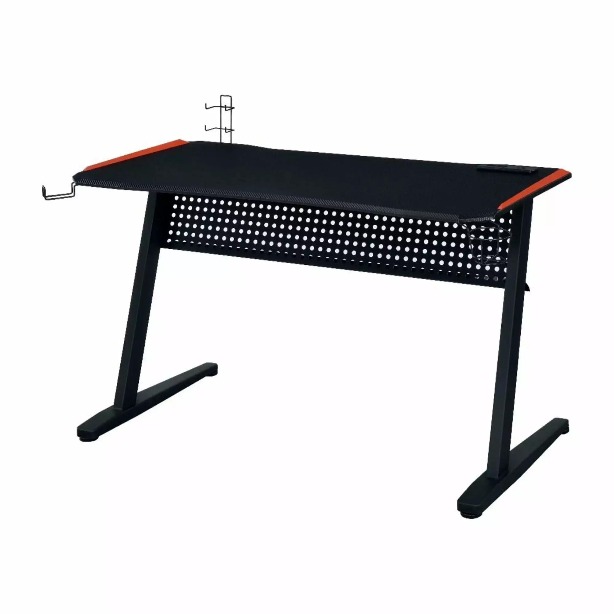 Ergode Gaming Table USB Port Black Red Finish Home Office Desk