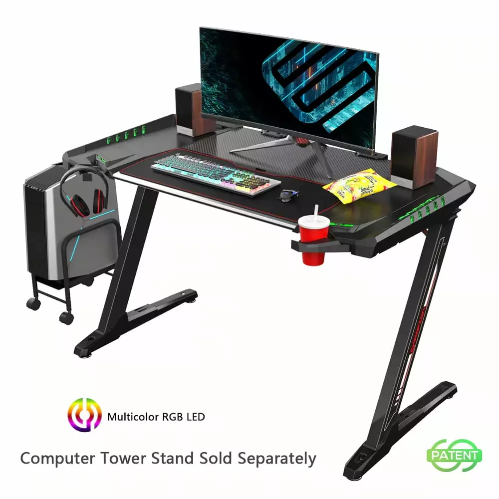 Eureka Ergonomic Z2 50 inch Black Carbon Fiber Surface Gaming Desk