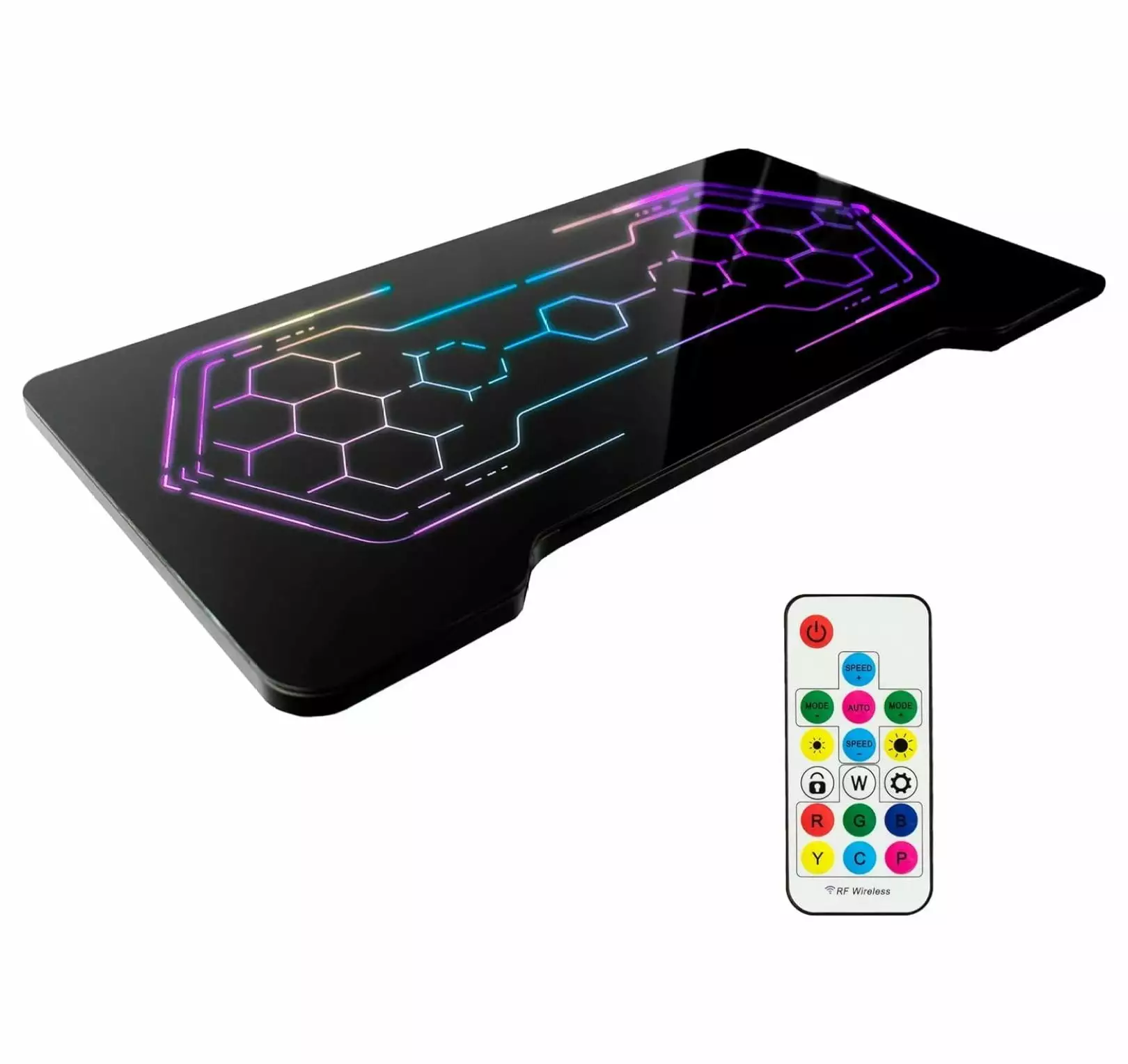 Exlonjet Universal 24 Inch Tempered Glass Gaming Desktop RGB LED Lights Adjustable Desks Black