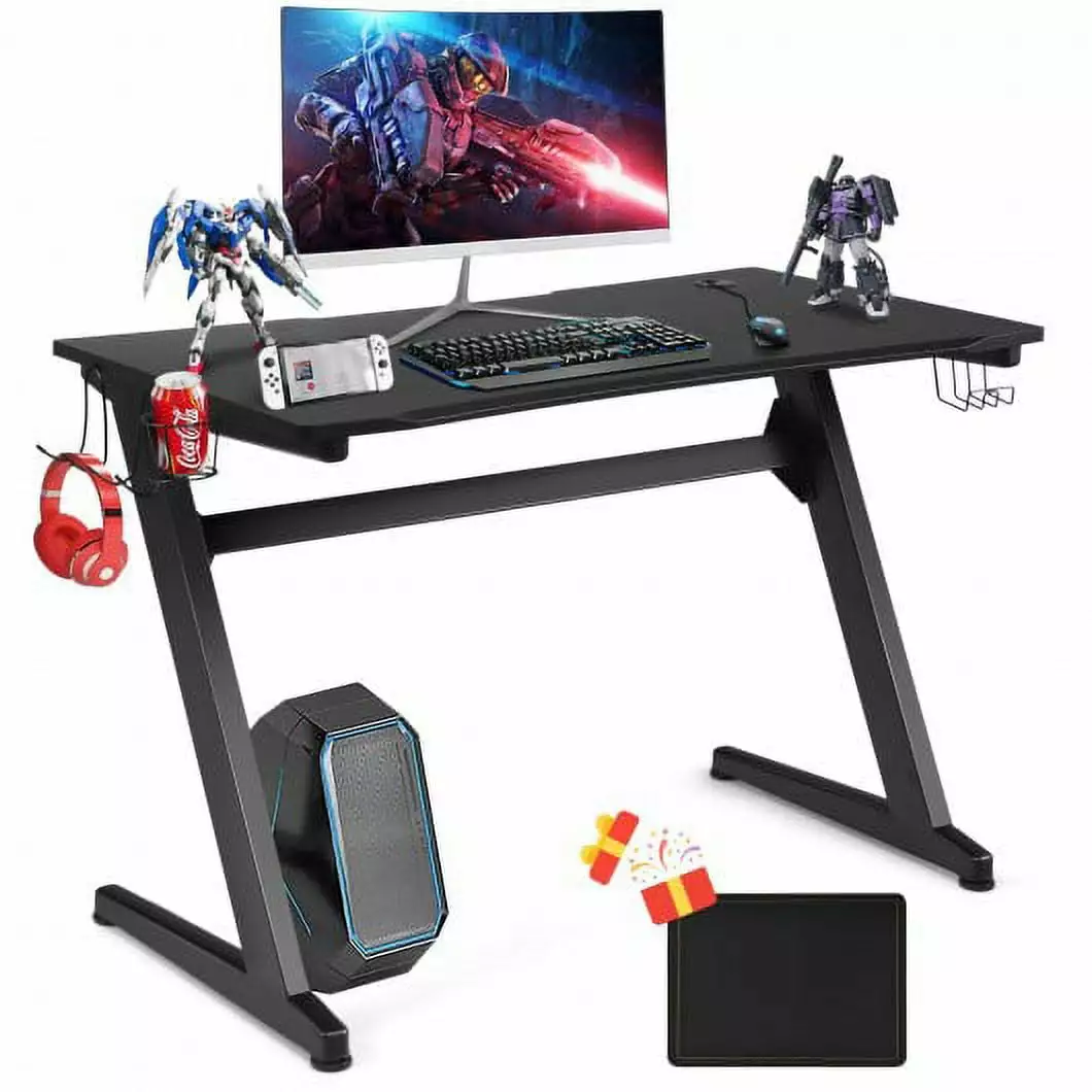 Z Shape Frame E Sports Gaming Desk Cup Holder and Headphone Holder Generic