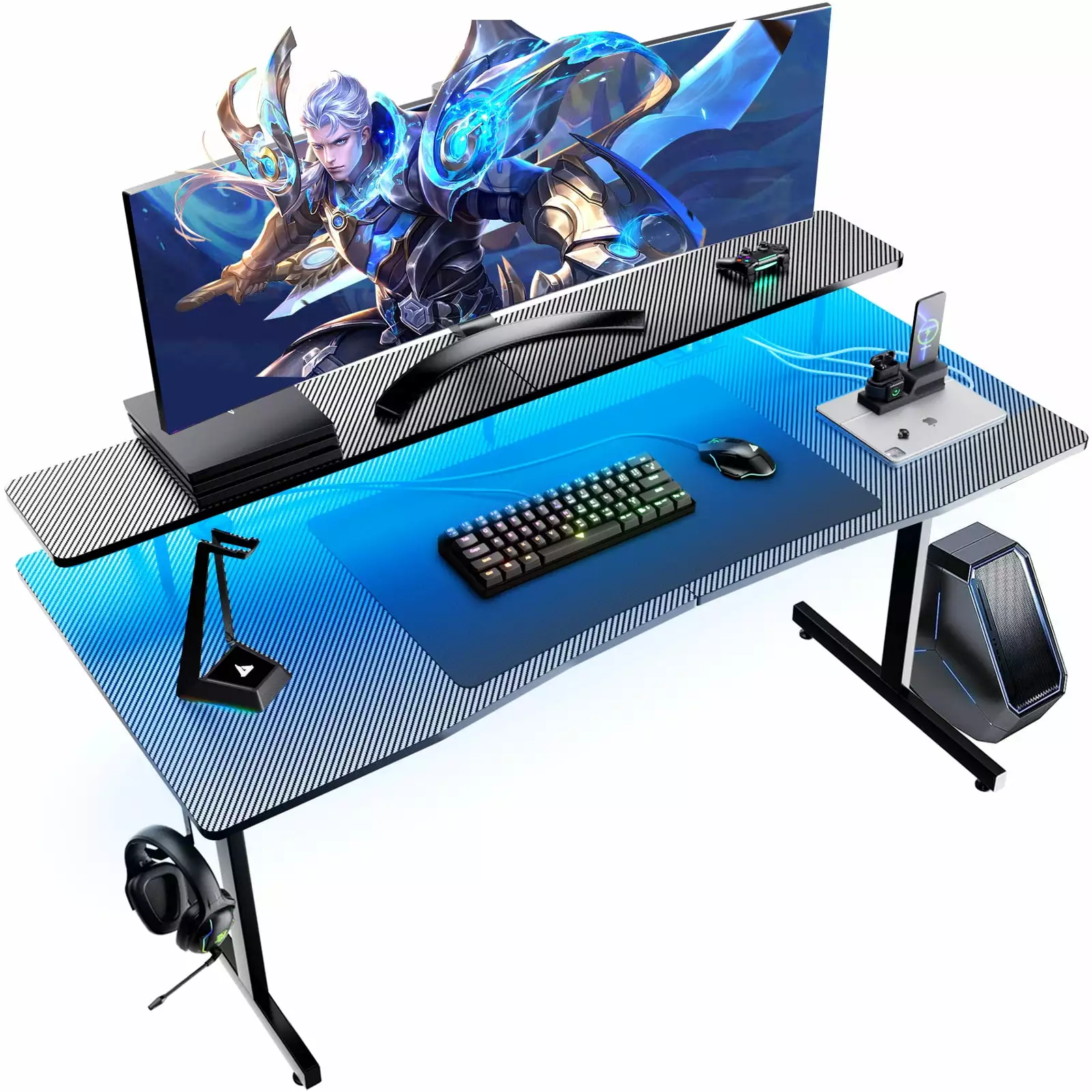 GTRACING 55 Large RGB Gaming Desk Monitor Stand Smart LED Light & Mouse Pad