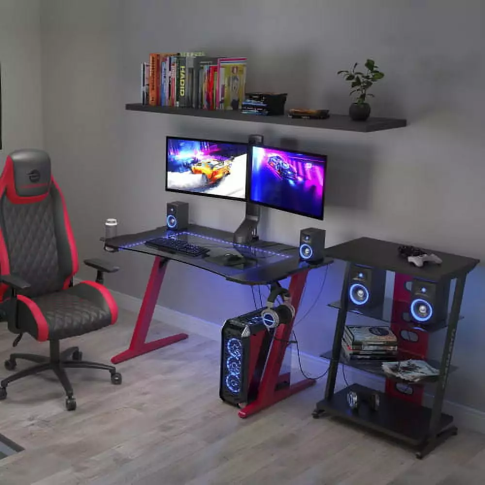 Gaming Desk Z1-21-Red - Ergonomic Computer Desk Gamers Sturdy Frame Hypeshops