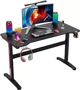 47.2 Inch Gaming Computer Desk Carbon Fiber Cup Holder and Headphone Hook JINMAI