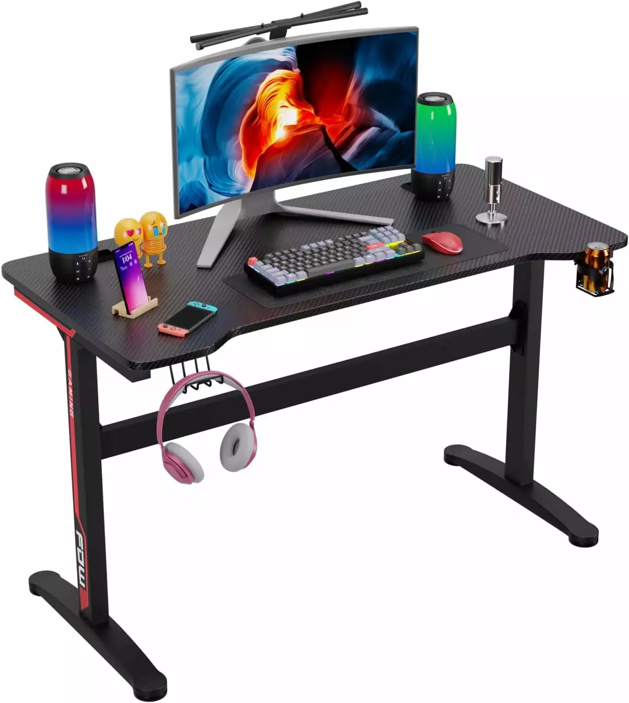 47 Inch Black Gaming Computer Desk Ergonomic Racing Style Office Desk Adults and Teens JSPark