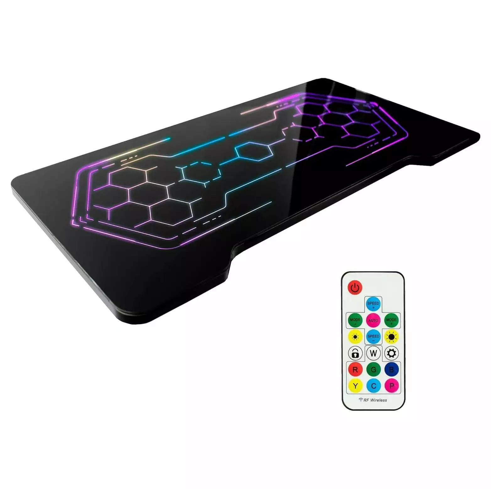 Lwory Universal 48 x 24 inch Solid Tempered Glass Gaming Desktop RGB LED Lights Black