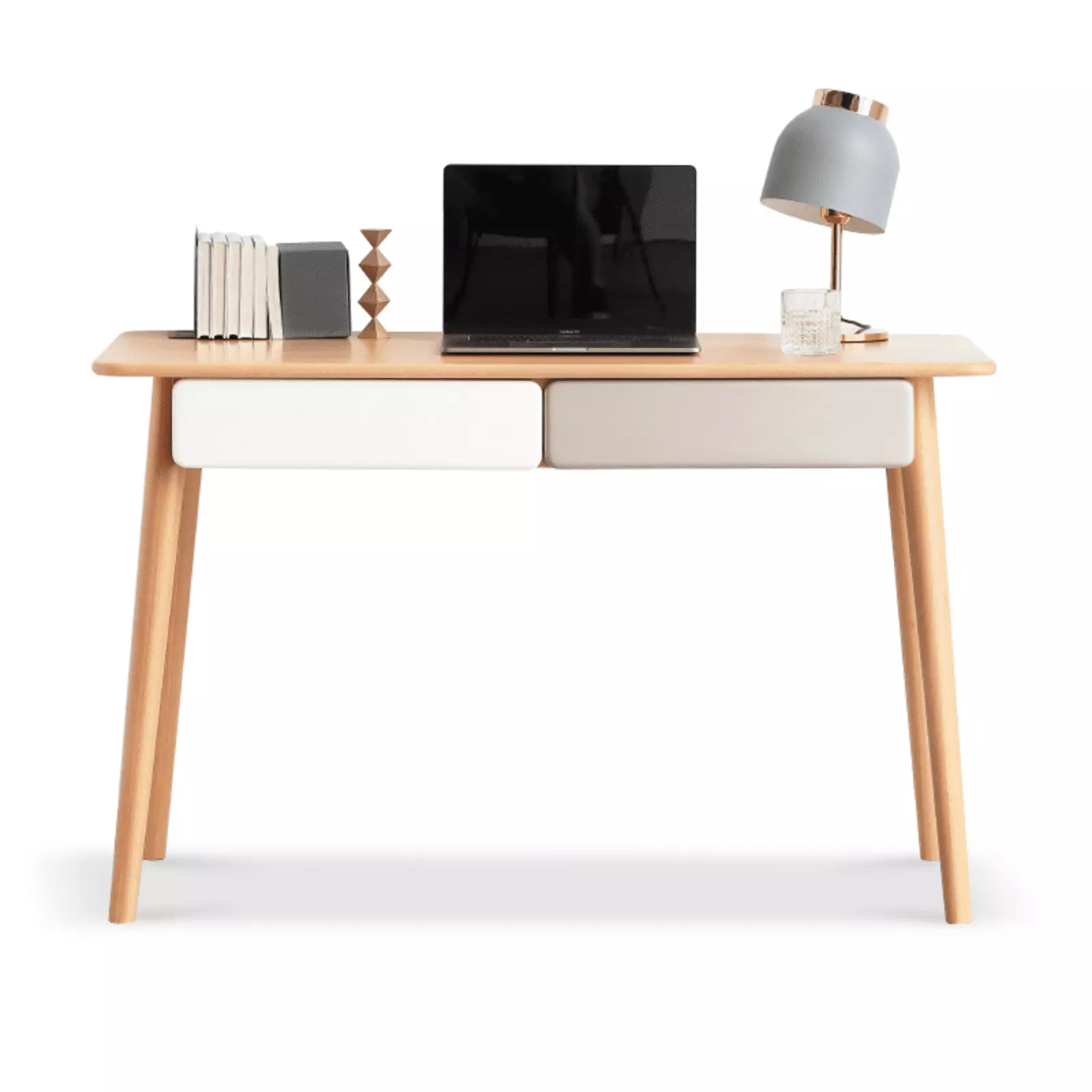 Marsrizon 100% Solid Beech Wood Gaming Desk Computer Desk 2 Drawers Modern Office Standing Desk