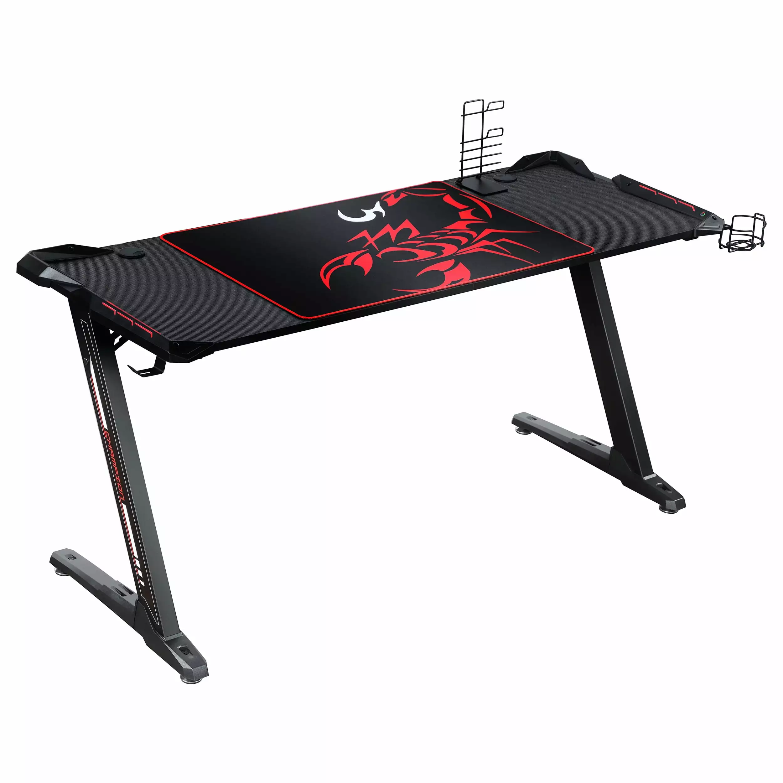 Brocton Metal Z-shaped Gaming Desk Black Ergonomic Design PC Gamers Modon