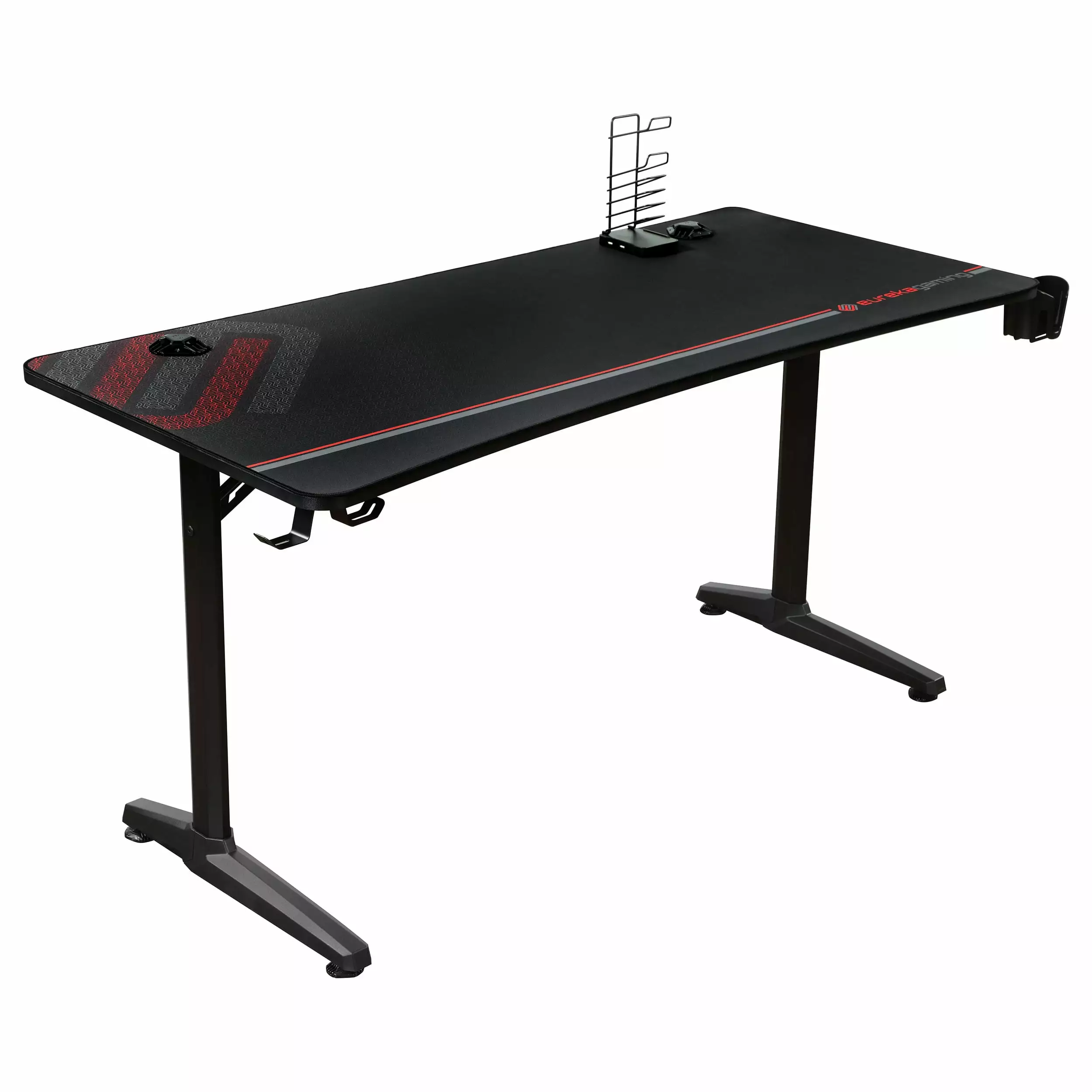 Tarnov Rectangular Metal Gaming Desk USB Ports Black 47 Inch Modon