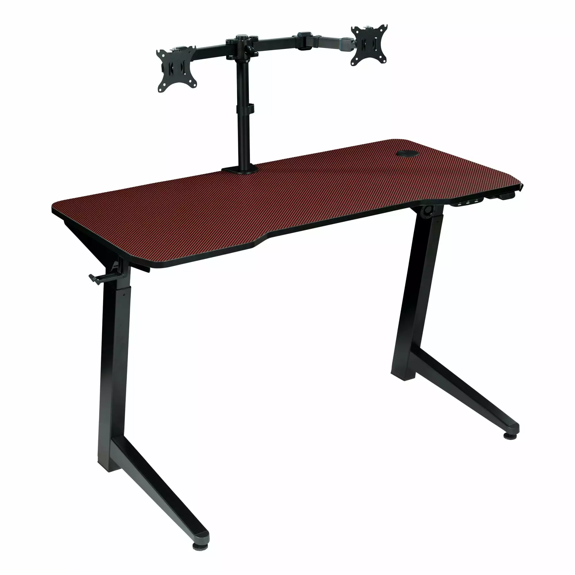 Arena 1337 Battlestation Electric Gaming Desk Red Engineered Wood OSP Home Furnishings