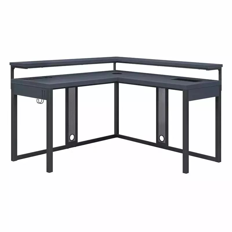 Pemberly Row Loadout L-Shape Gaming Desk Black Steel Metal