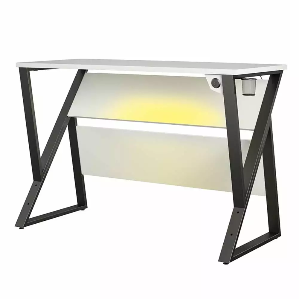 Pemberly Row Modern Contemporary Adjustable Gaming Desk White