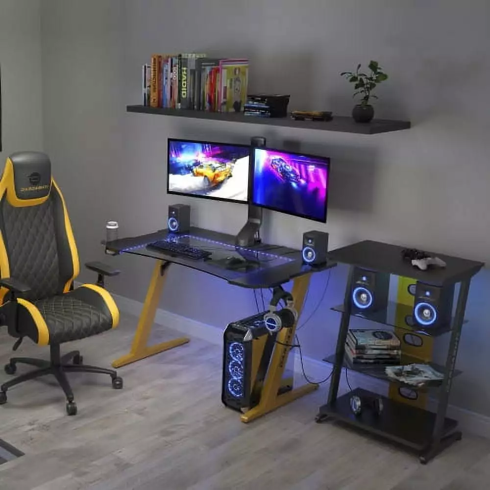 Dardashti Gaming Desk Z1-21-Yellow 60 Inch Modern Gamer Desk Cable Management Super Dope