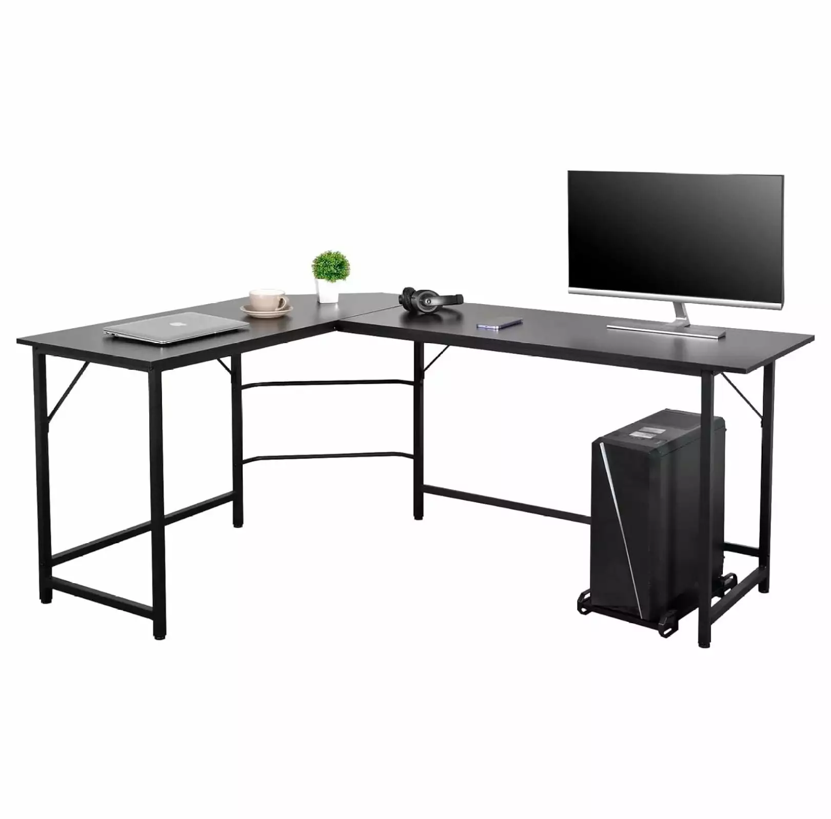 Superwum L-Shaped Office Desk Corner Computer Desk Gaming Gamer Table Workstation CPU Stand Home Office