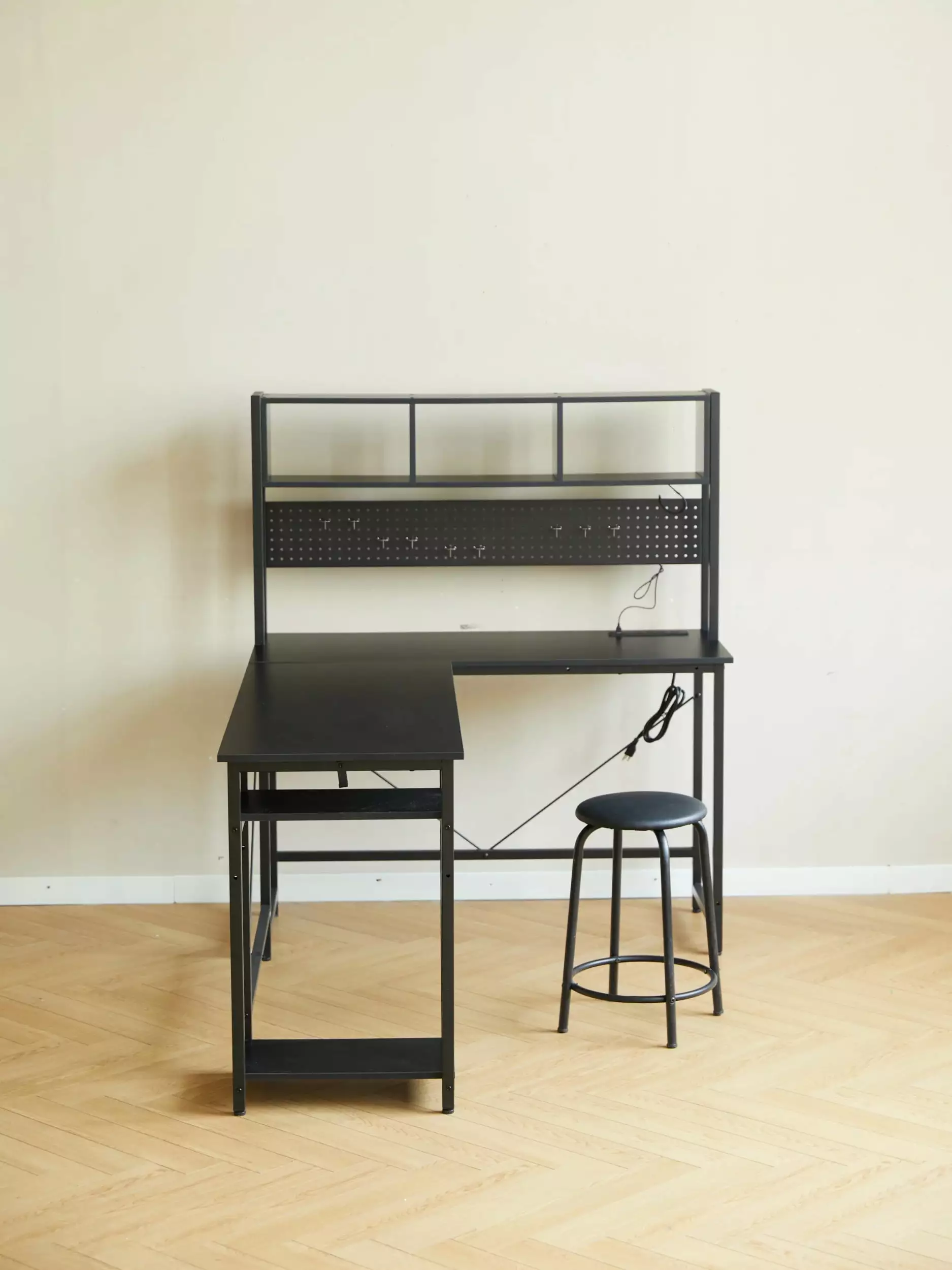 94.5 Inch Home Office Desk L Shape Gaming Desk LED Storage Shelves Black unknown