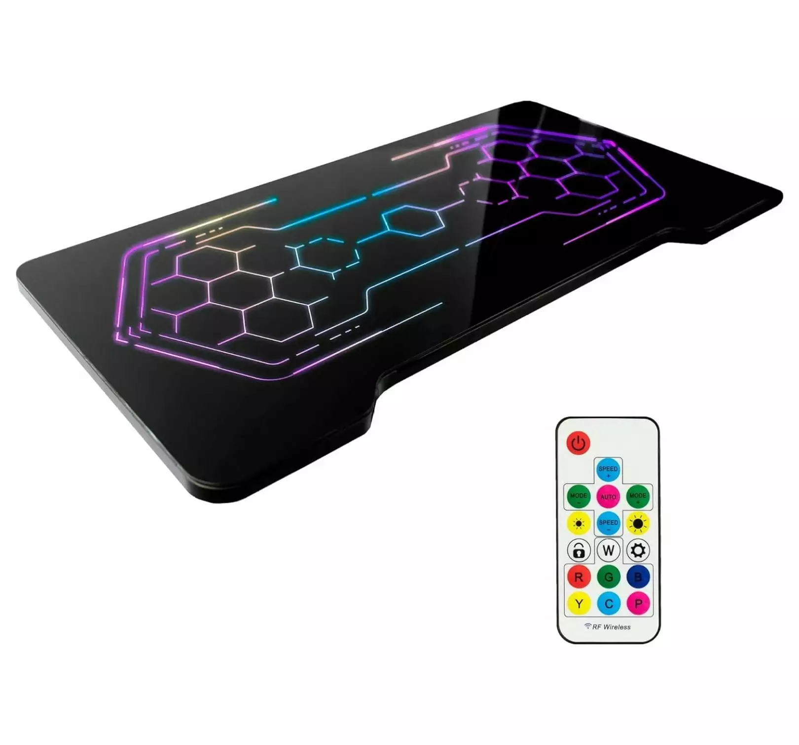 Wension Universal 24 Inch Tempered Glass Gaming Desktop RGB LED Lights Adjustable Desks Black
