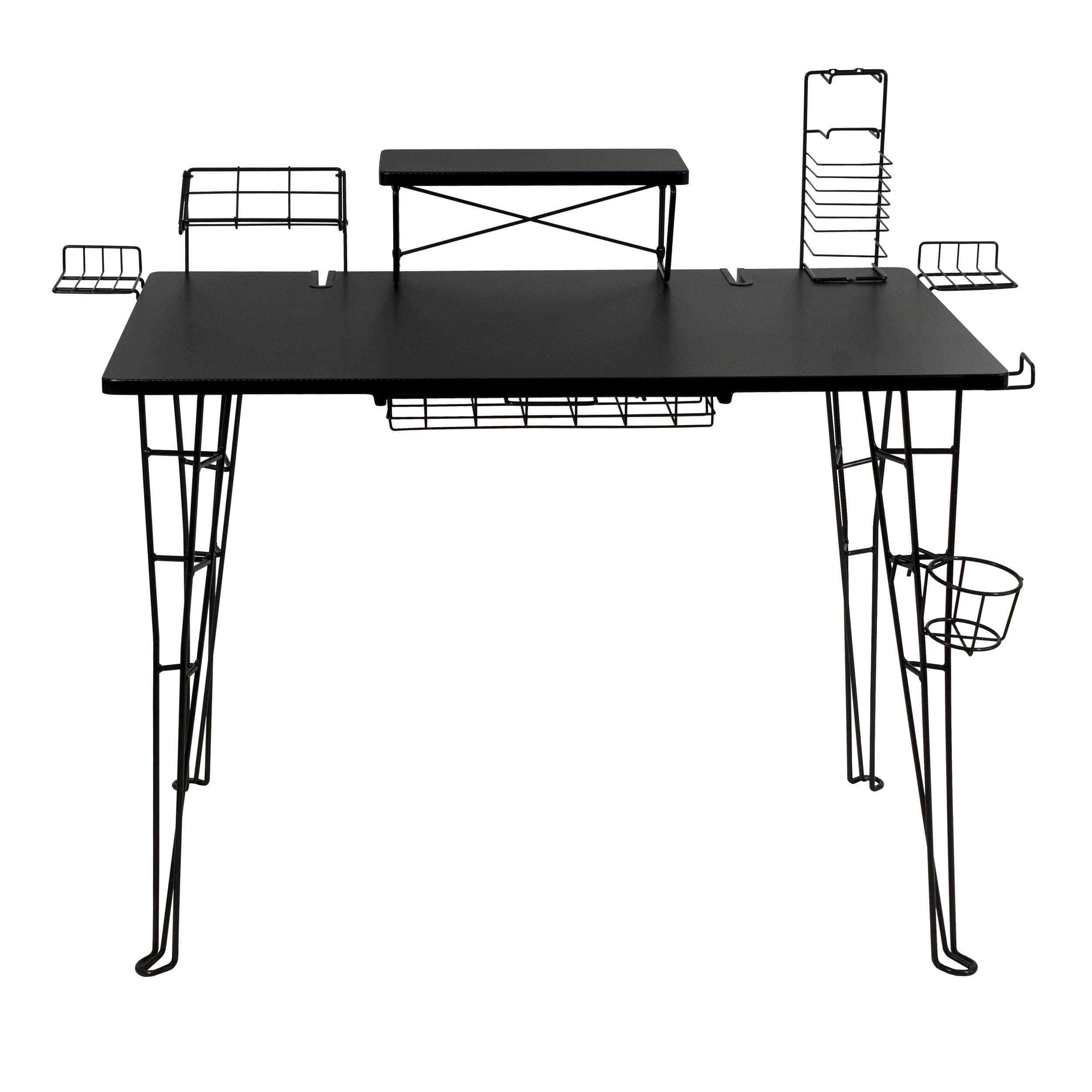 Ultimate Gaming Desk Metallic Black Enhanced Gaming Experience Yeah Depot