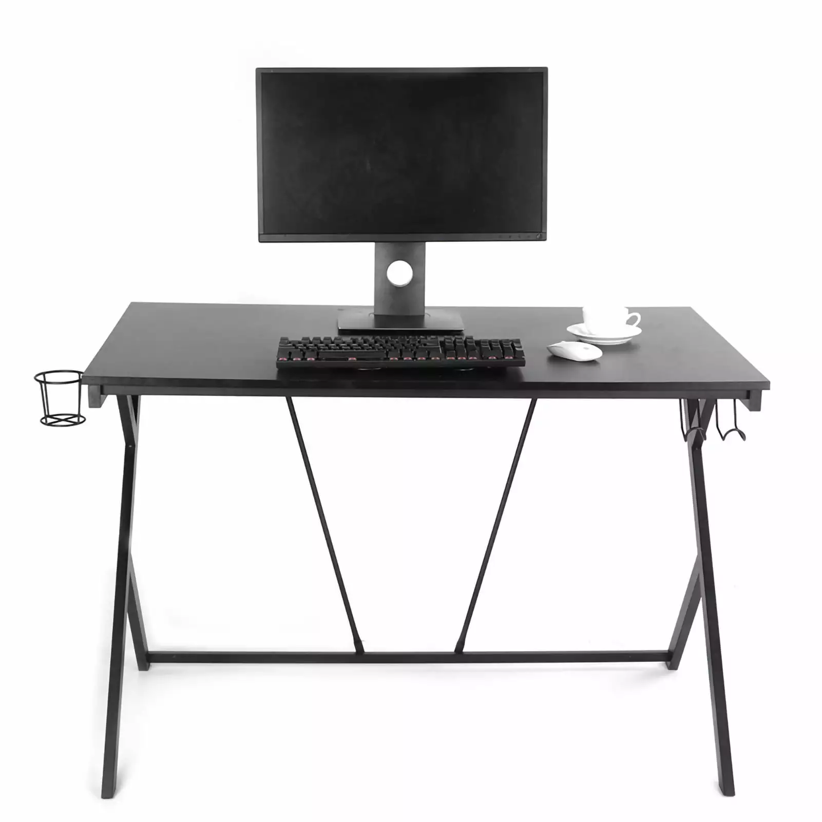 Gaming Computer Desk 110lb Load Capacity - R-Shape Frame MDF PVC Laminated Tabletop YLSHRF