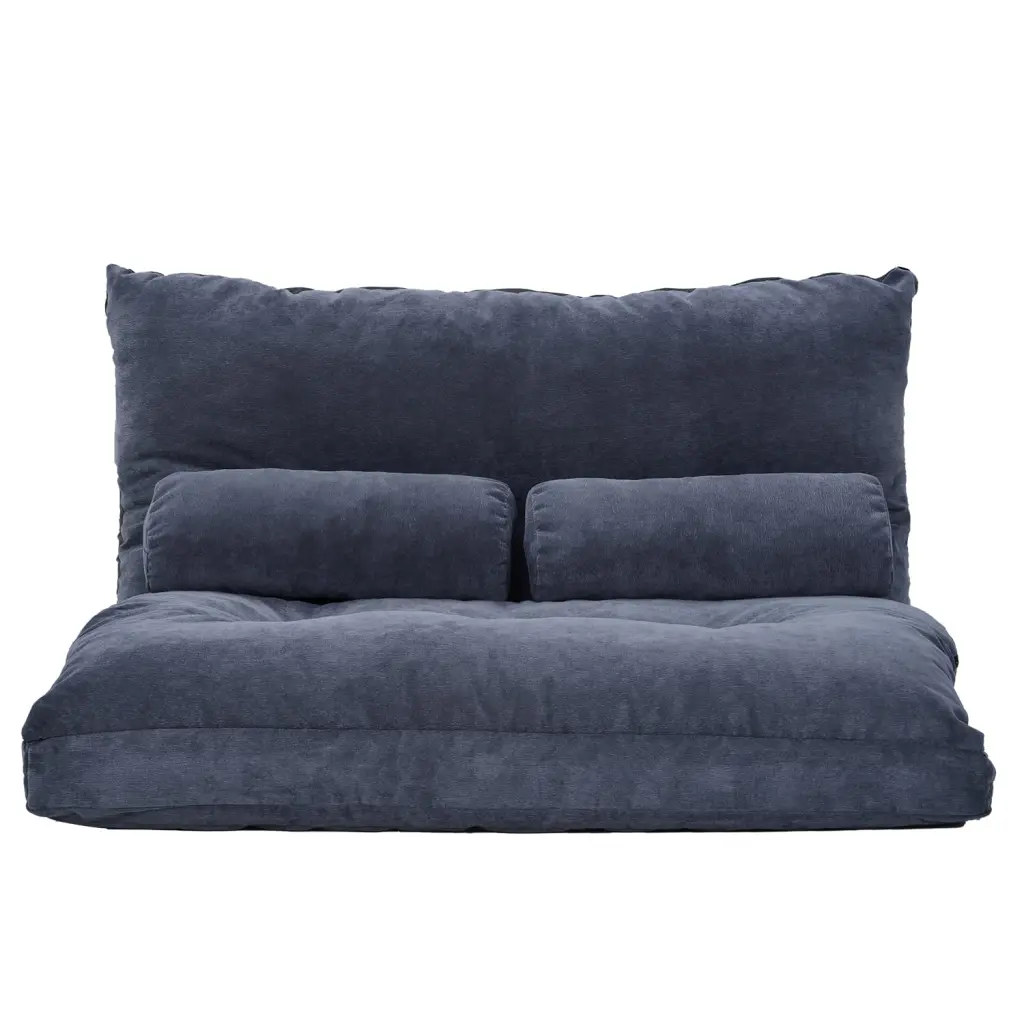 Homiyad Adjustable Folding Futon Sofa Video Gaming Sofa Two Pillows