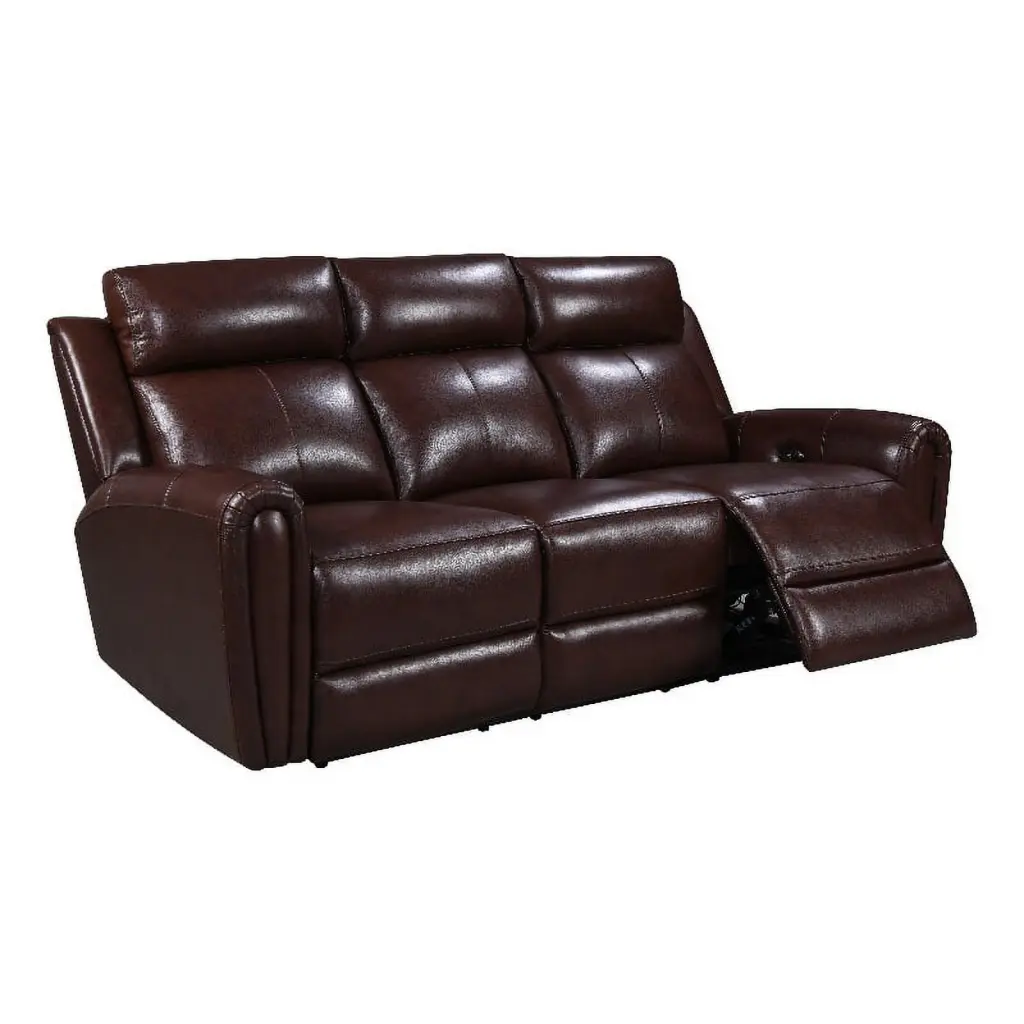 Leather Lusso Kona Brown Modern Genuine Leather Hardwood Sofa