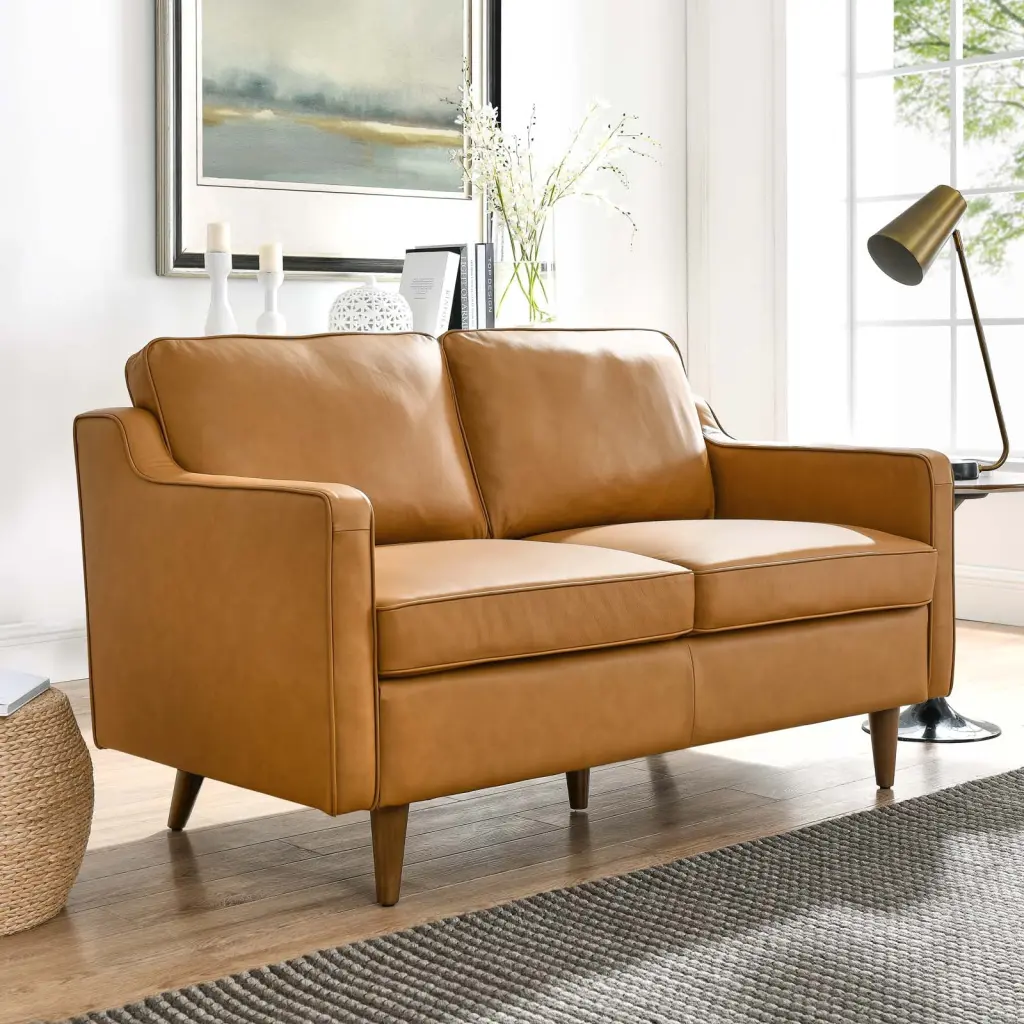 Modway Impart Genuine Leather Loveseat Tan - Premium Sofa Home